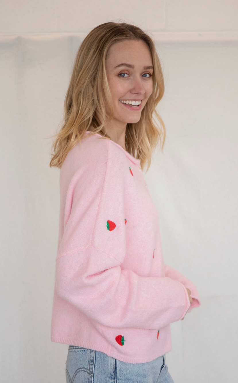 In The Moment Cardigan - Strawberries