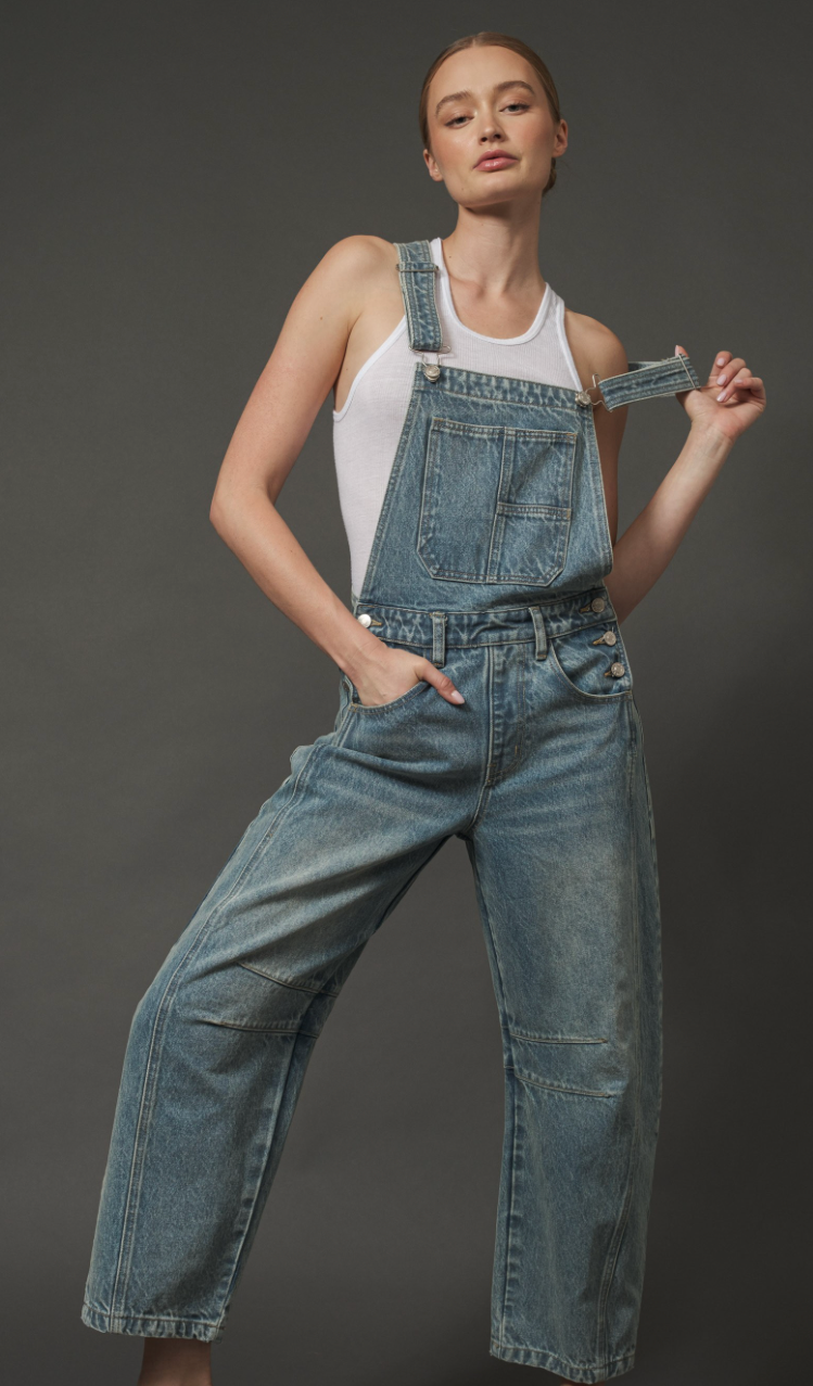Denim Barrel Style Overalls