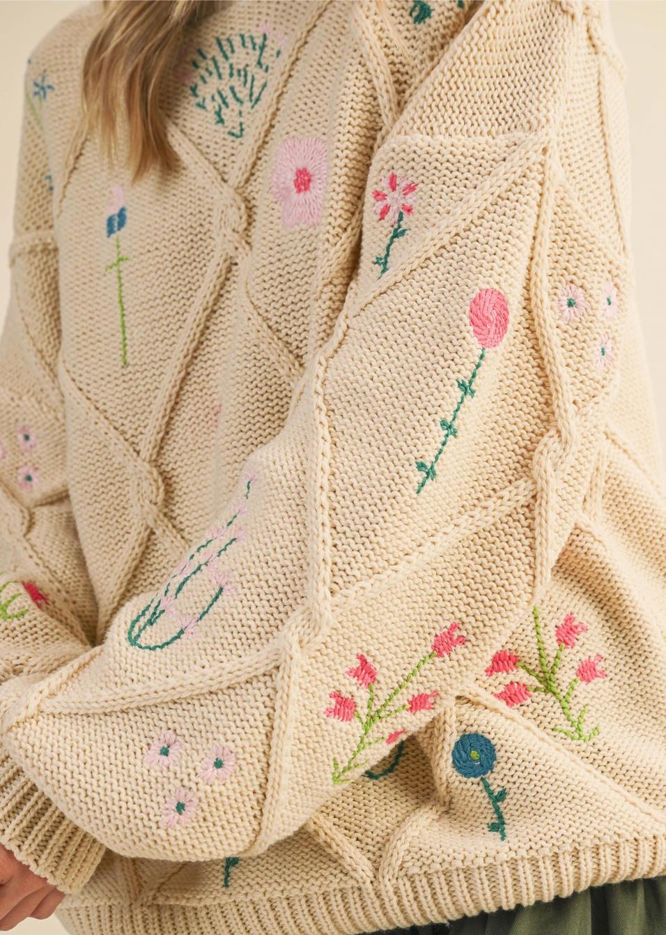 Pick Me Floral Embroidery Sweater