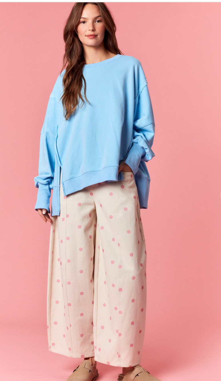 Polka Dot Barrel Pants - Pink Dot