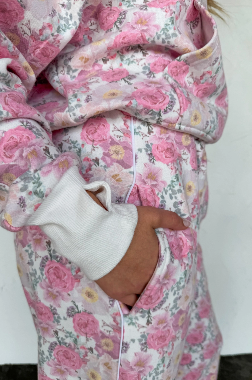 Pink Flower Garden Sweatshirt w/ Hood