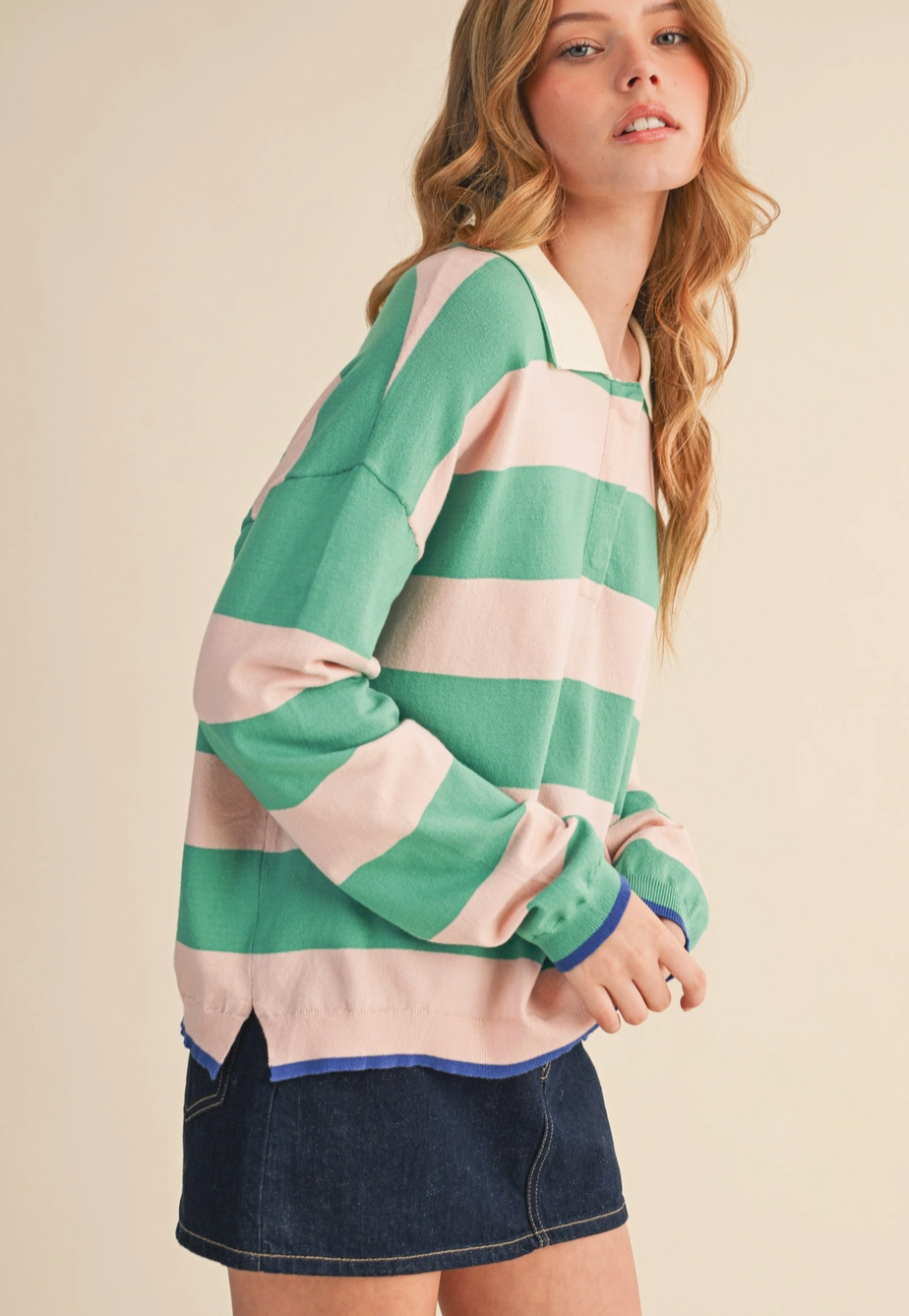 Strawberry Matcha Rugby Sweater