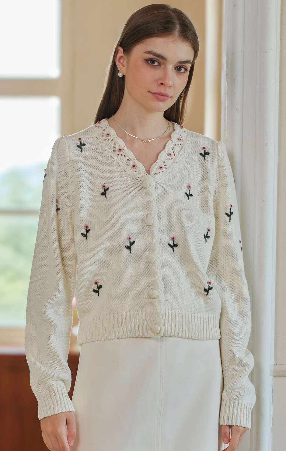 Girly Style Embroidered Cardigan