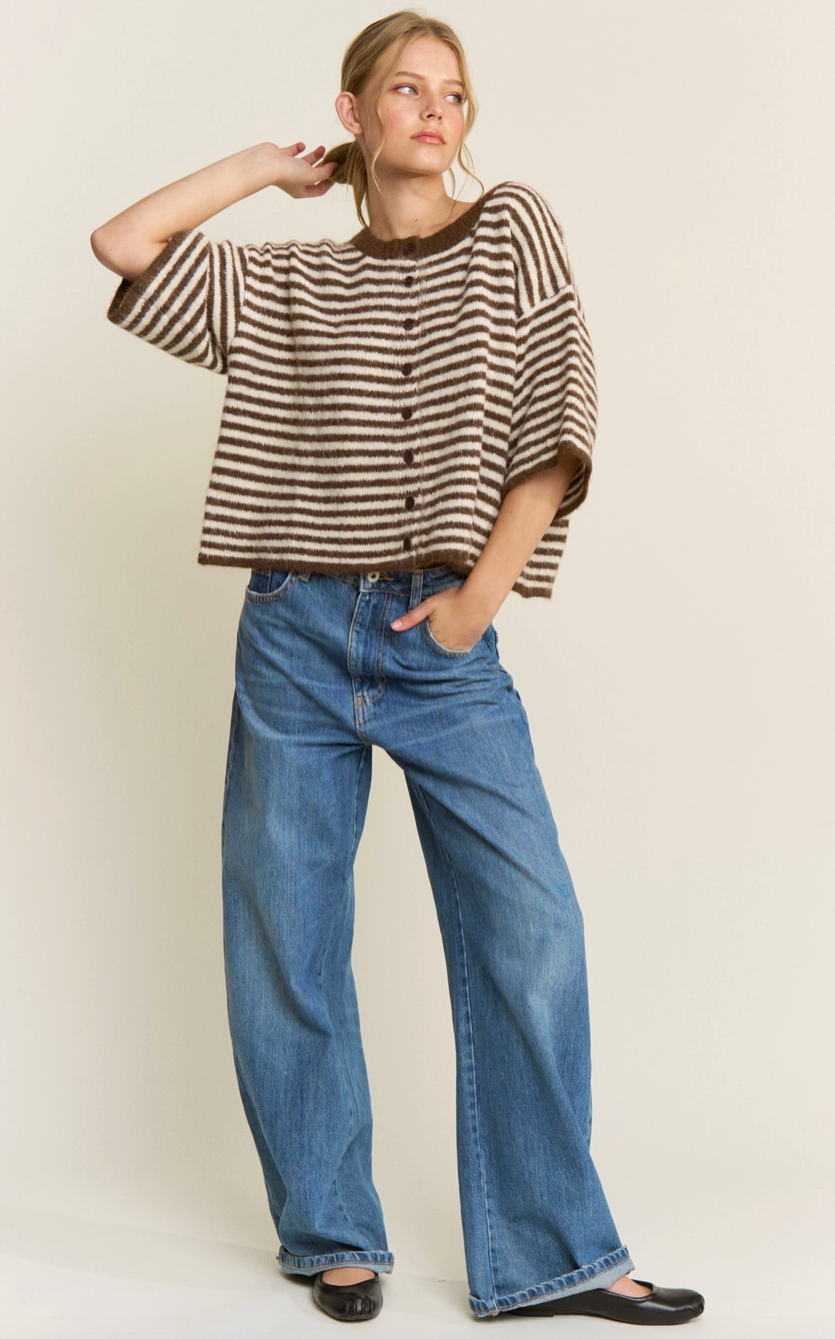 Seabreeze Stripe Cardi - Chocolate