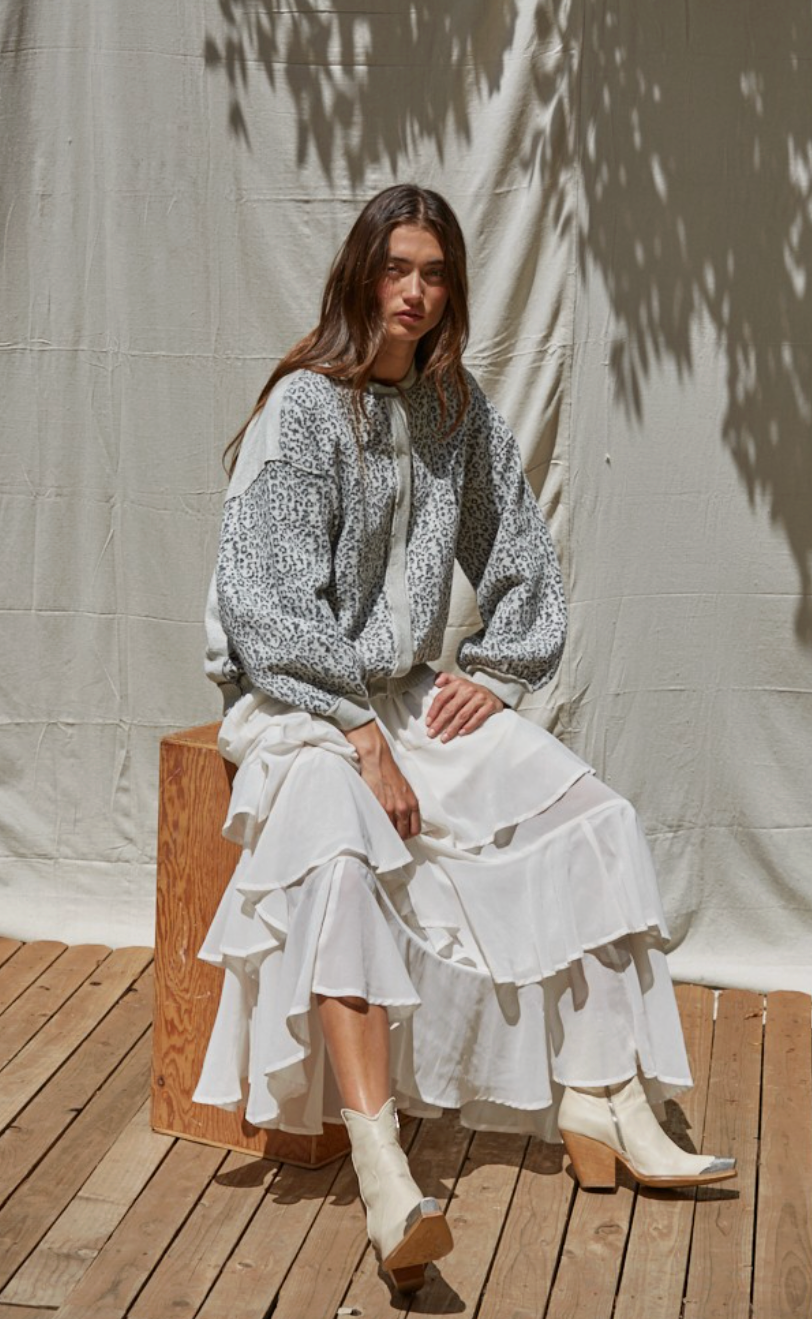 Give It A Twirl Chiffon Skirt Cream