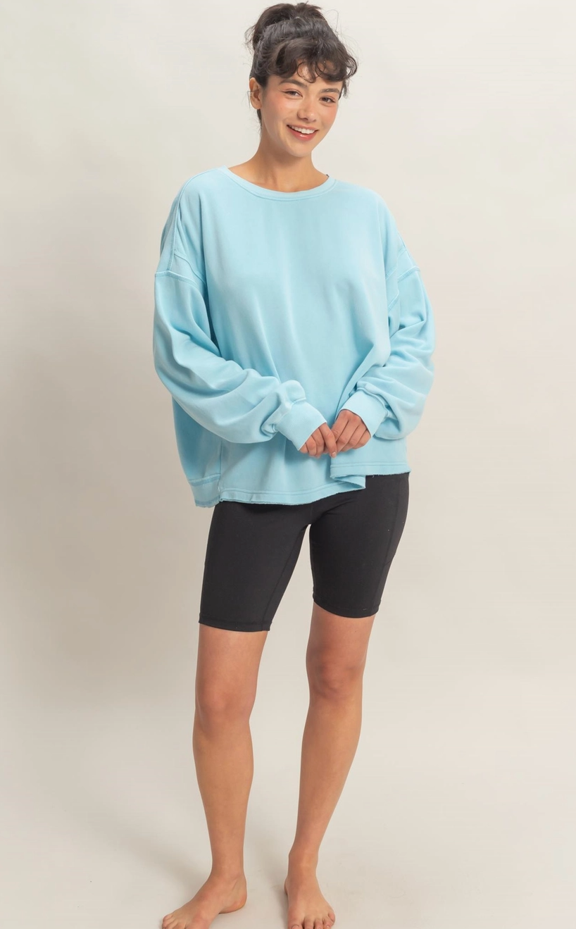 Laid Back Cross Back Sweatshirt - Aqua