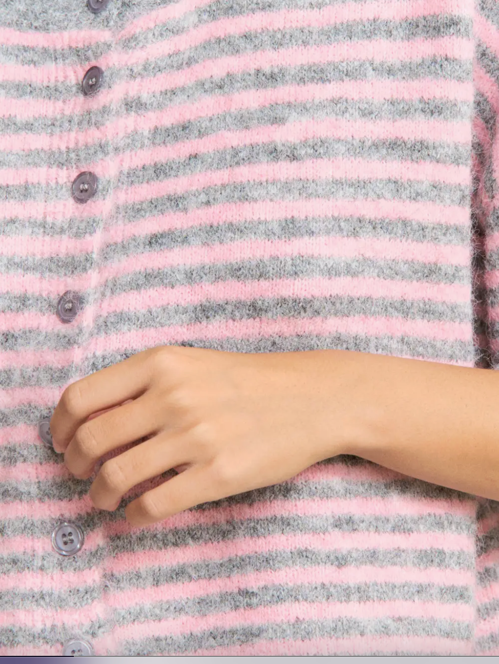 Seabreeze Stripe Cardi - Pink/Grey Stripe