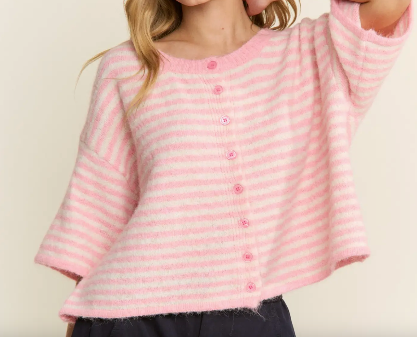 Seabreeze Stripe Cardi - Pink