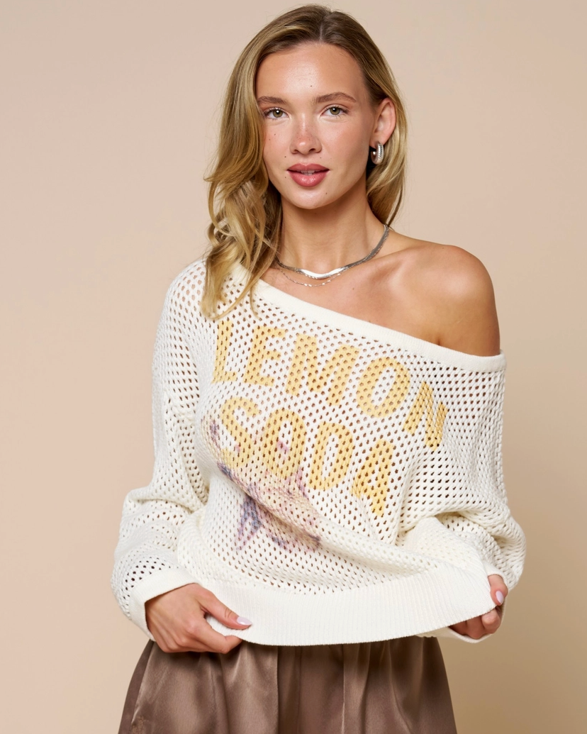 Lemon Soda Off Shoulder Knit Top