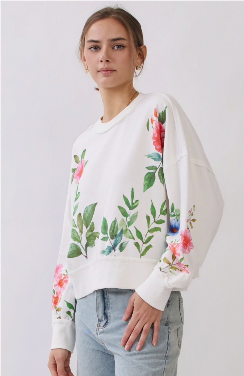 She Blooms floral sweatshirt