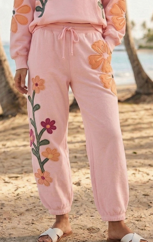 Full Bloom Jogger Sweat Pants - Pink