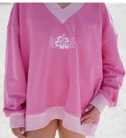Pink on Pink V Neck Sweatshirt
