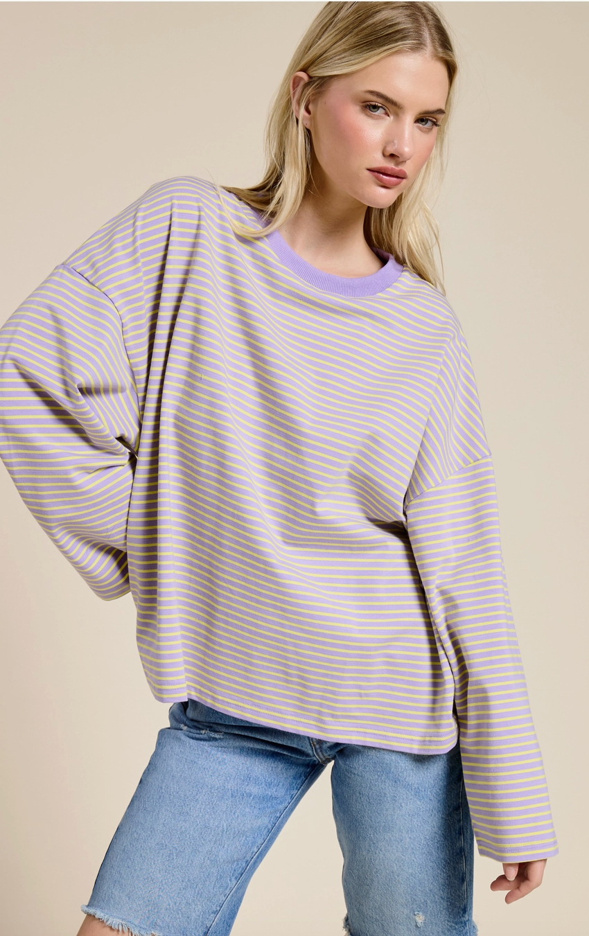 Everyday Ease Oversized Top - Lavender & Yellow