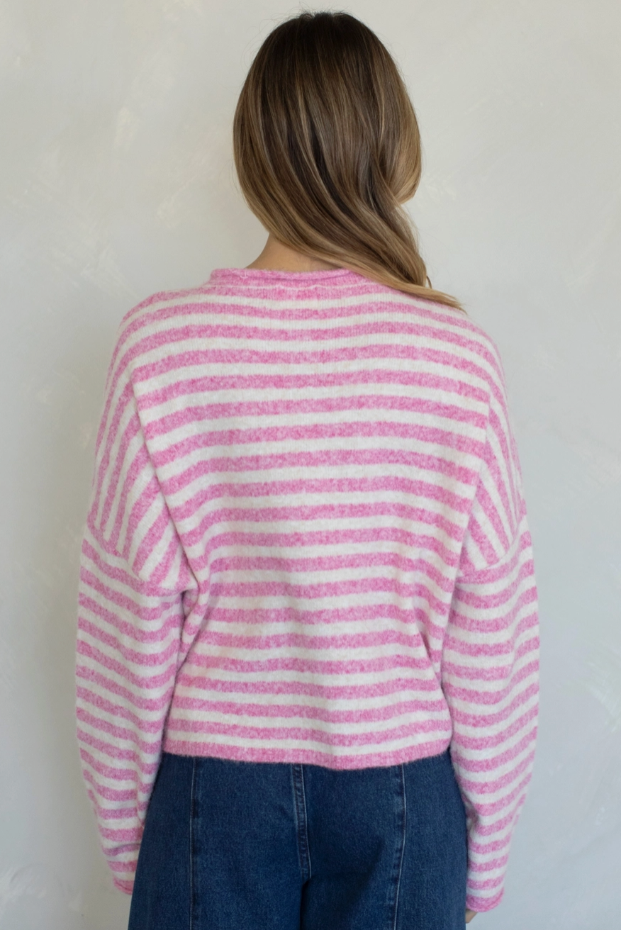 In The Moment Cardigan - Bubblegum Stripe