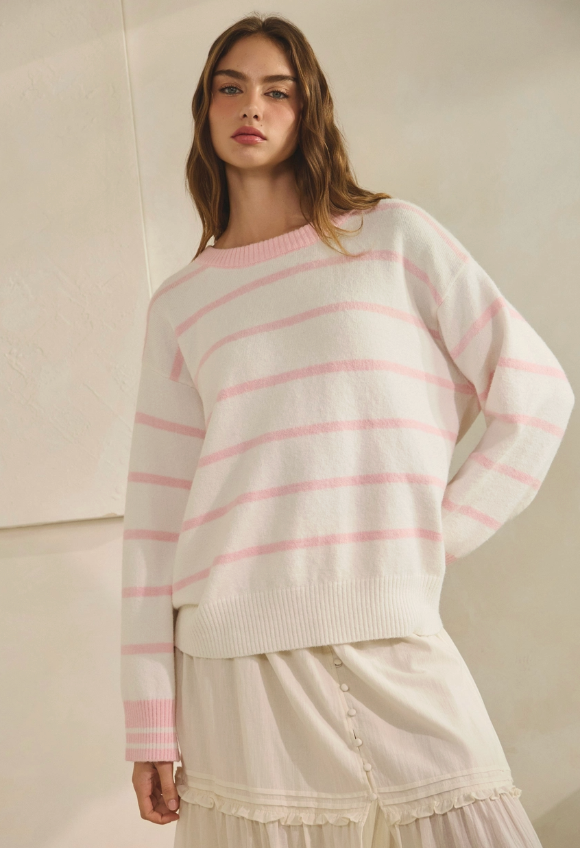 Sunday Stripes Pink Stripe Sweater