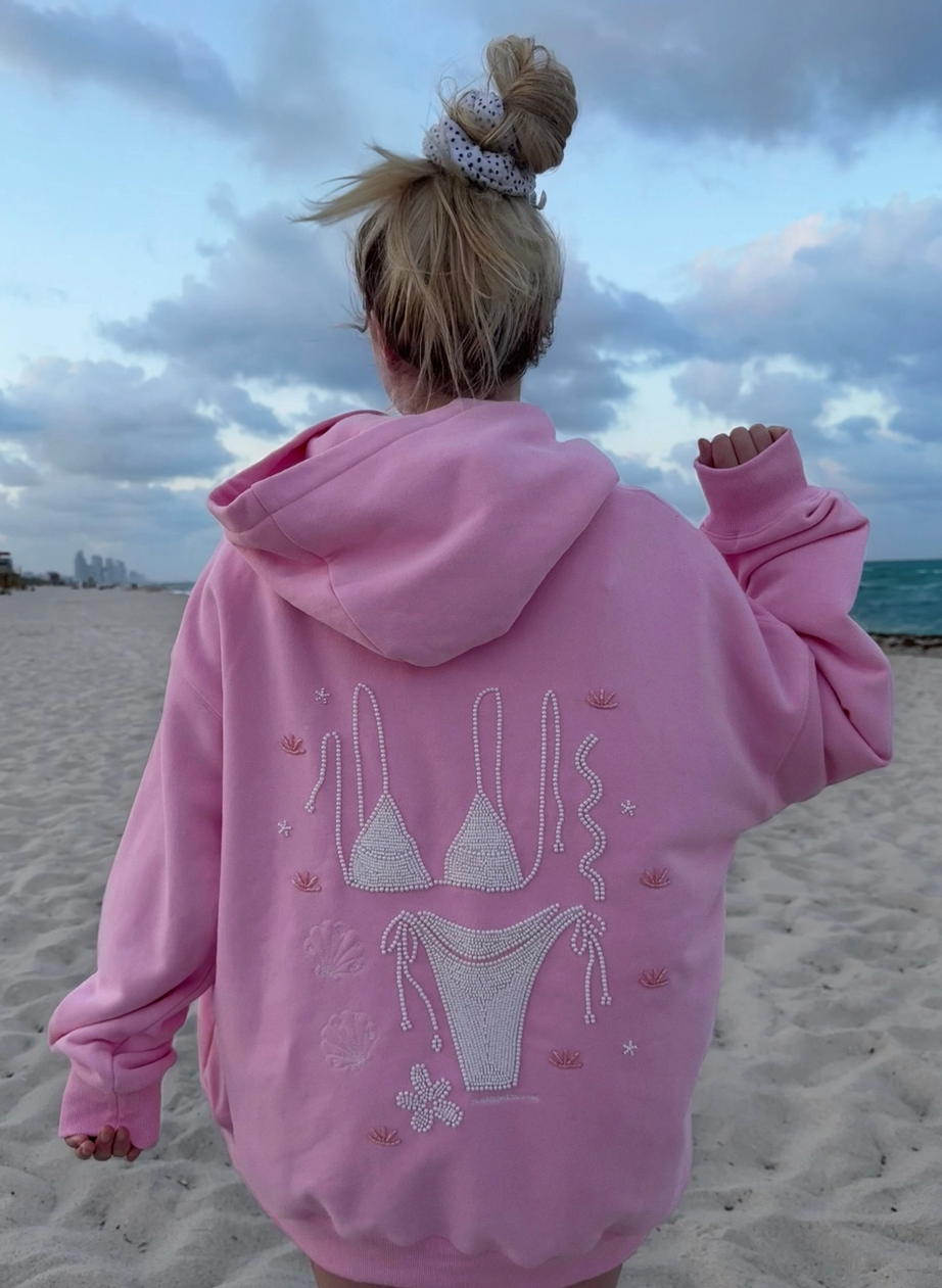 Pink Bikini Beaded Pullover Sweatshirt