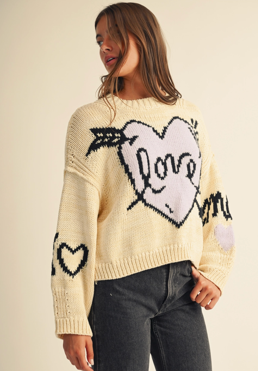 Lavender Love & Heart Sweater
