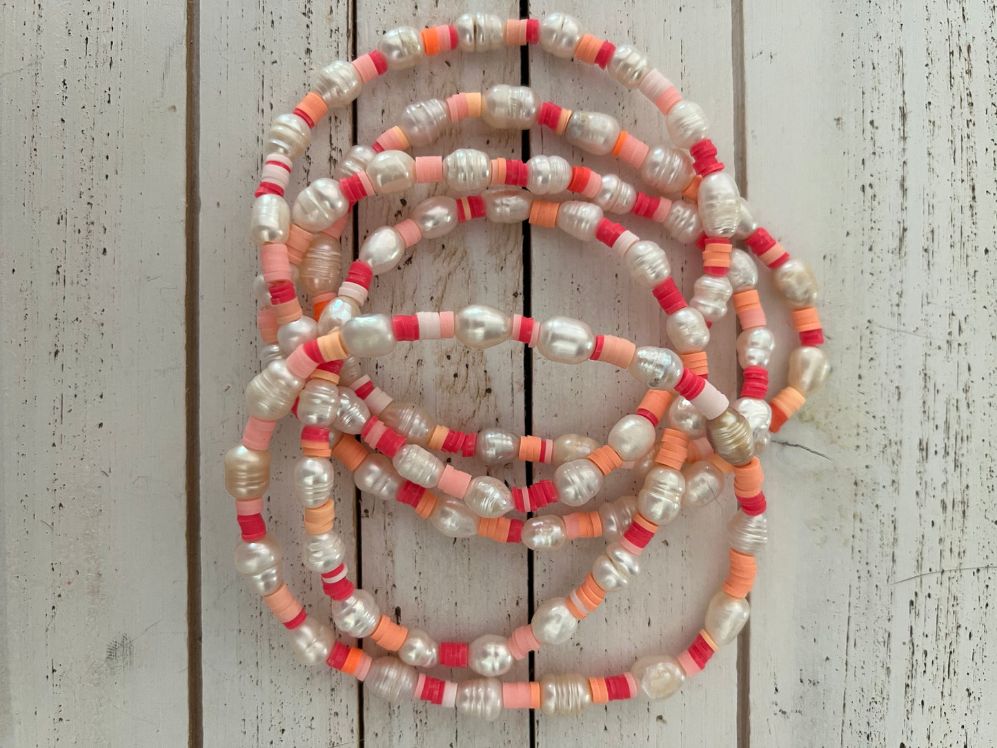 Anklet Pearls & Pink Stretchy