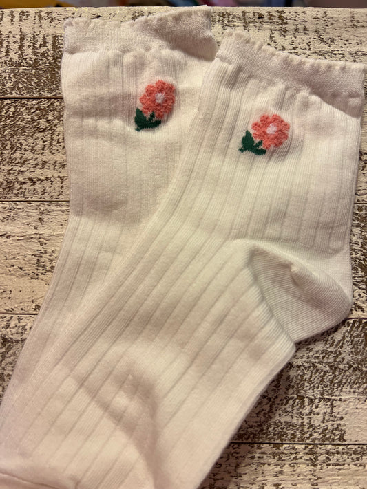 Little Flower Socks - White