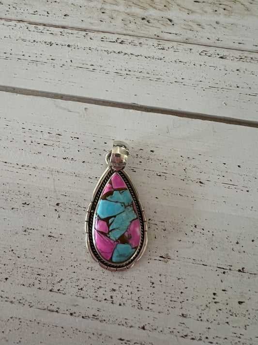 Cotton Candy Sterling Silver Pendant Teardrop