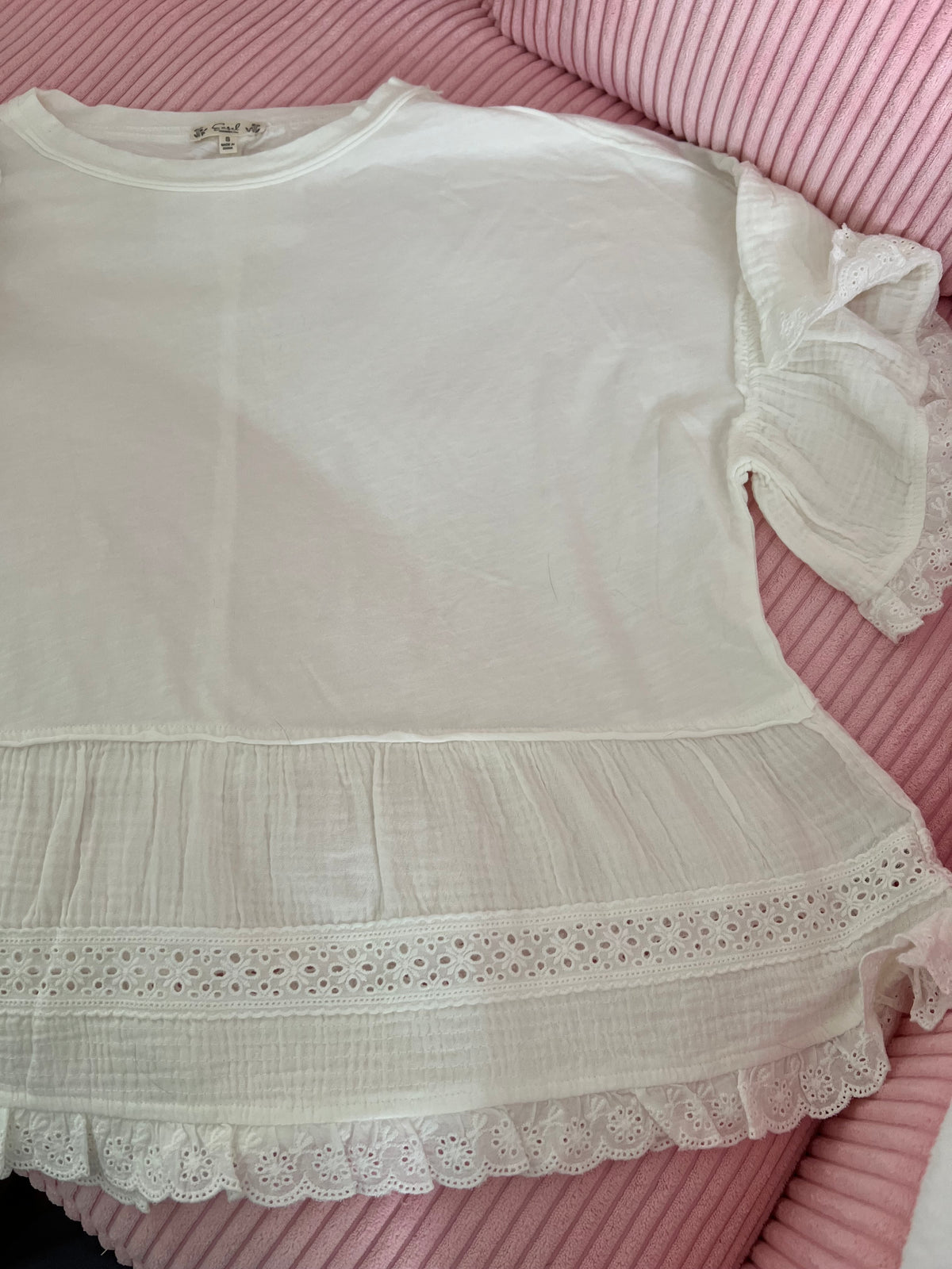 White Cotton Top w/ Rufffles
