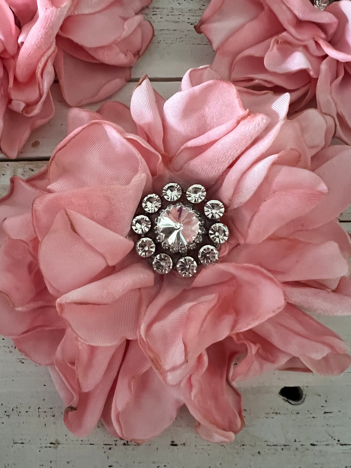 Rhinestone Flower Brooch/Pin - Pink