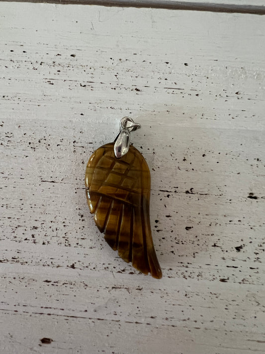 Tigers Eye Angel Wing Pendant