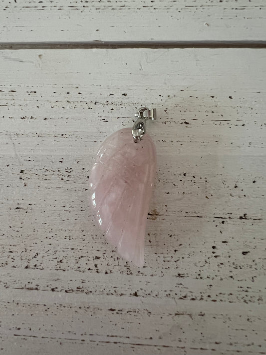 Rose Quartz Angel Wing Pendant