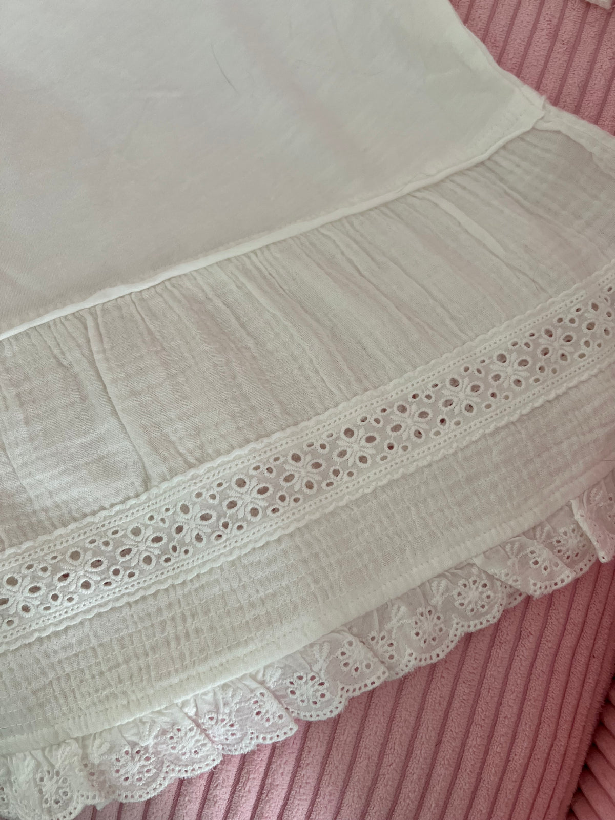 White Cotton Top w/ Rufffles
