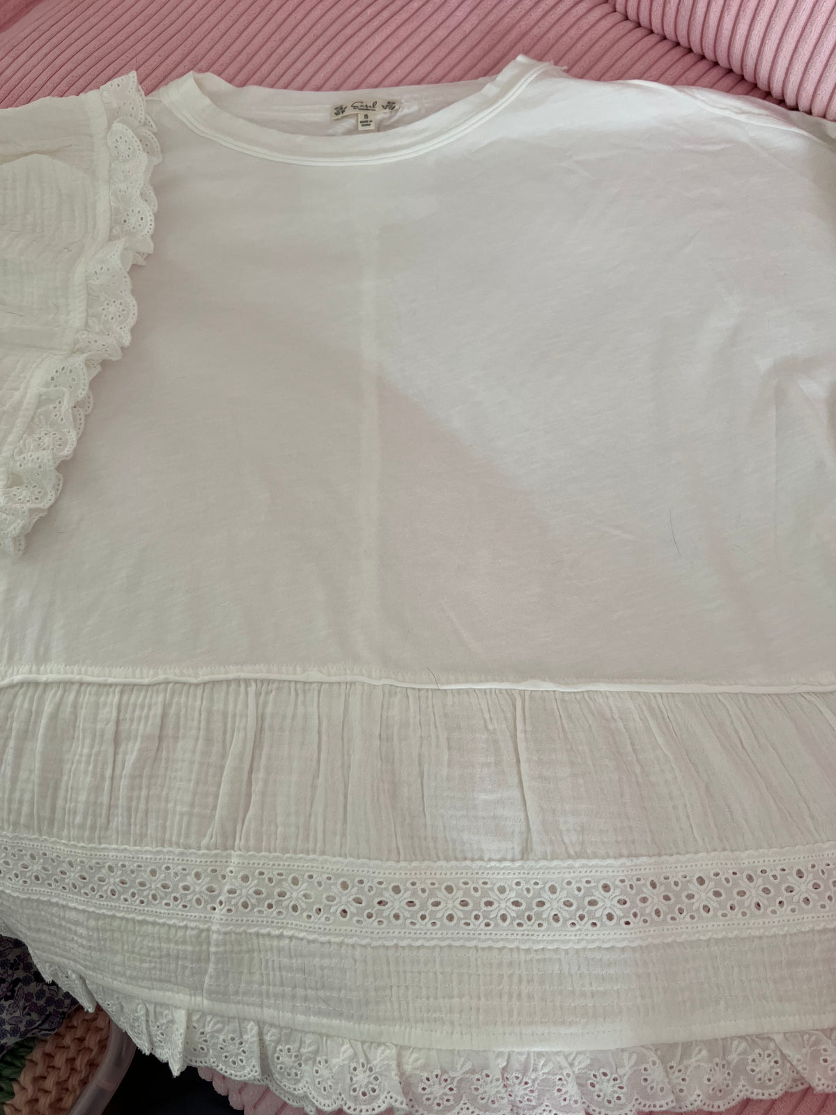 White Cotton Top w/ Rufffles