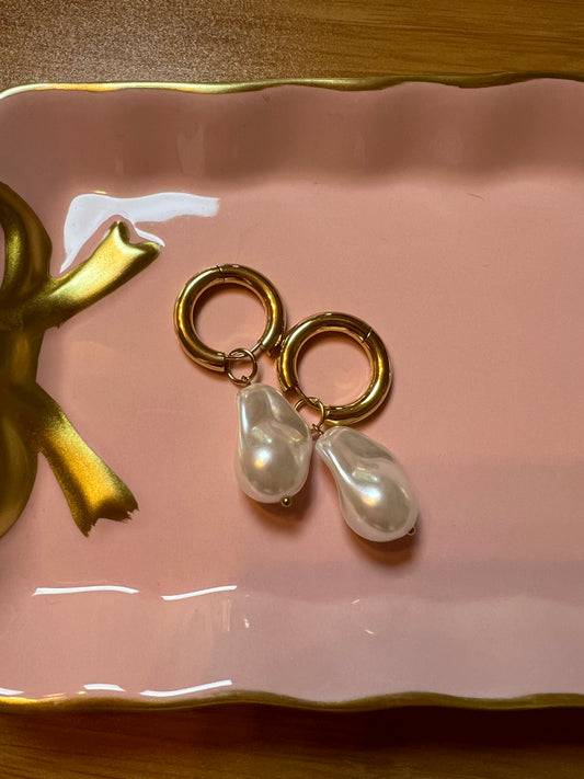 Fresh Water Pearl Hoop Earrings