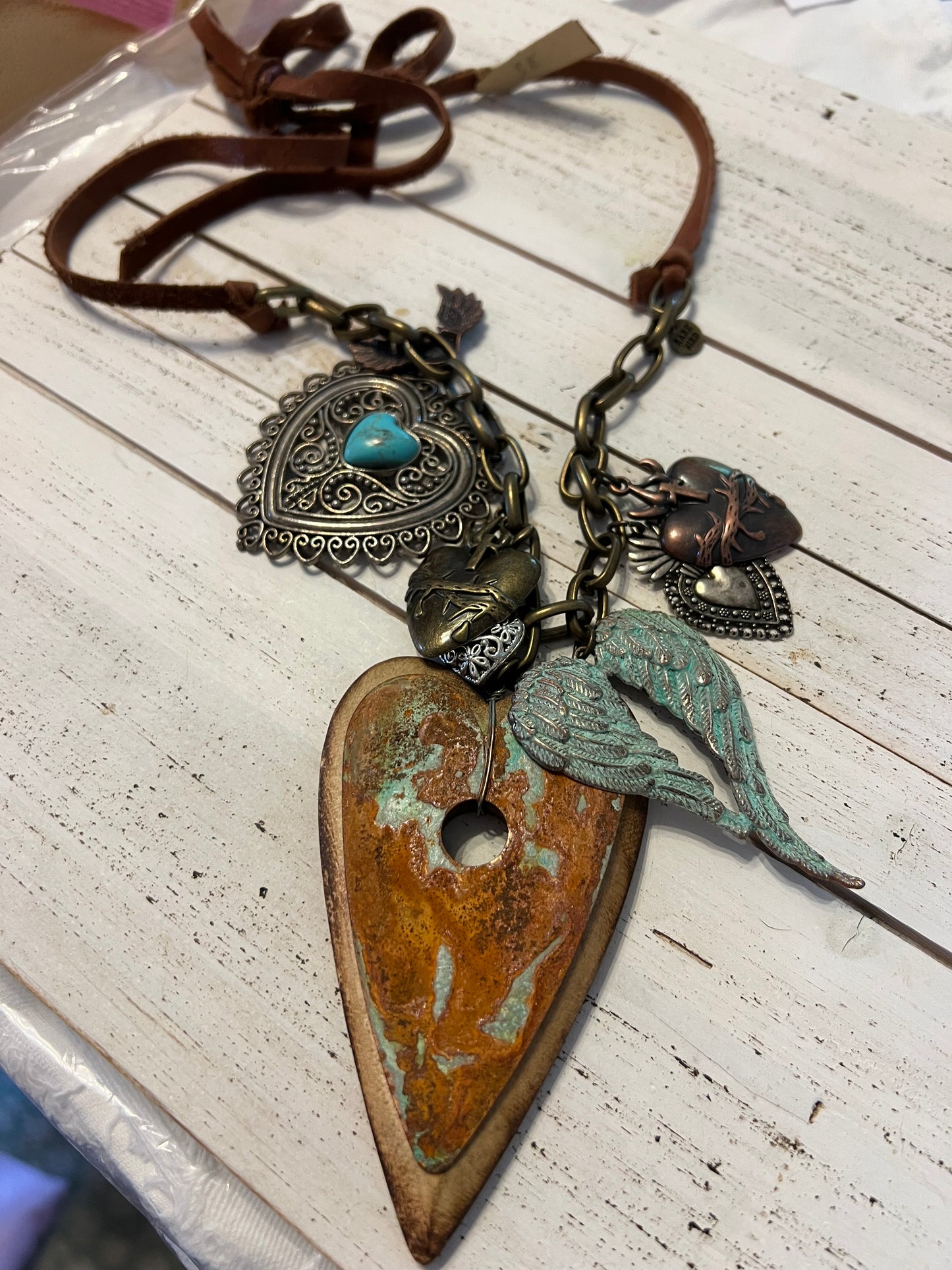 Sacred Heart Chunky Charm Necklace