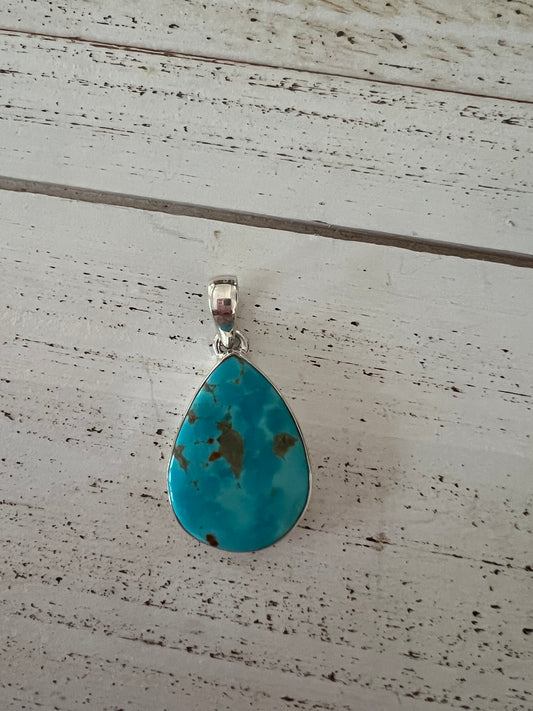 Turquoise Sterling Silver Pendant Teardrop