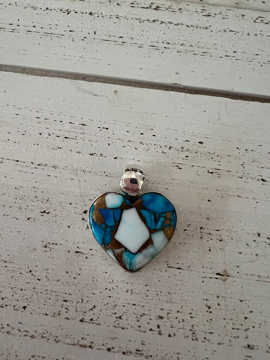 Blue Spiney Heart Sterling Silver Pendant