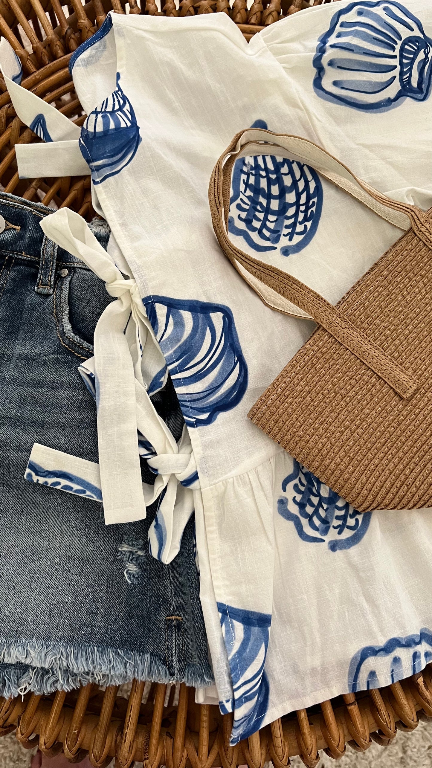 She Sells Sea Shells Peplum Top - FINAL SALE