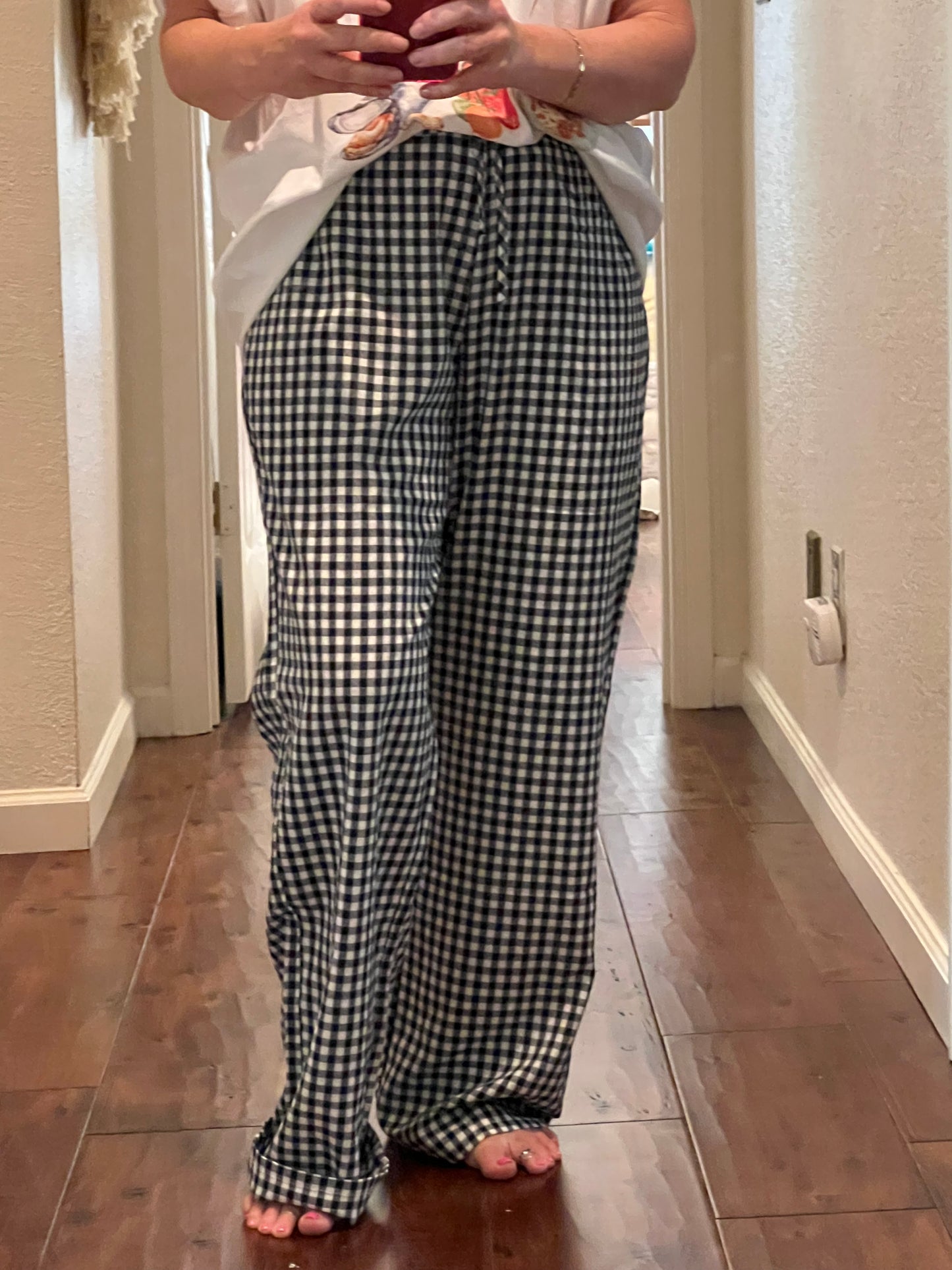 Marina Navy Blue Gingham Pants