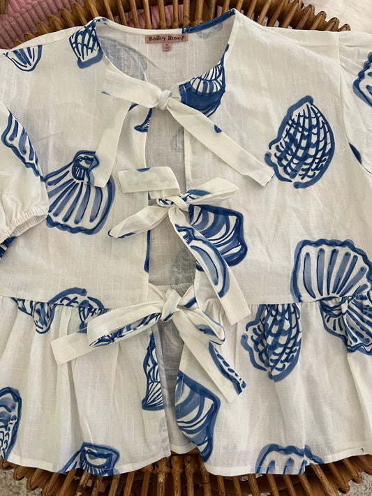 She Sells Sea Shells Peplum Top - FINAL SALE
