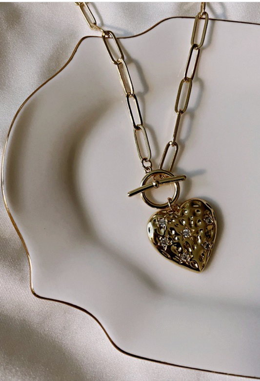 Chunky Heart Gold Plated Necklace