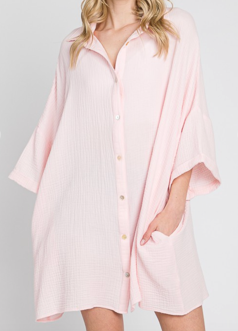 Cabana Shirt Dress Pink - FINAL SALE