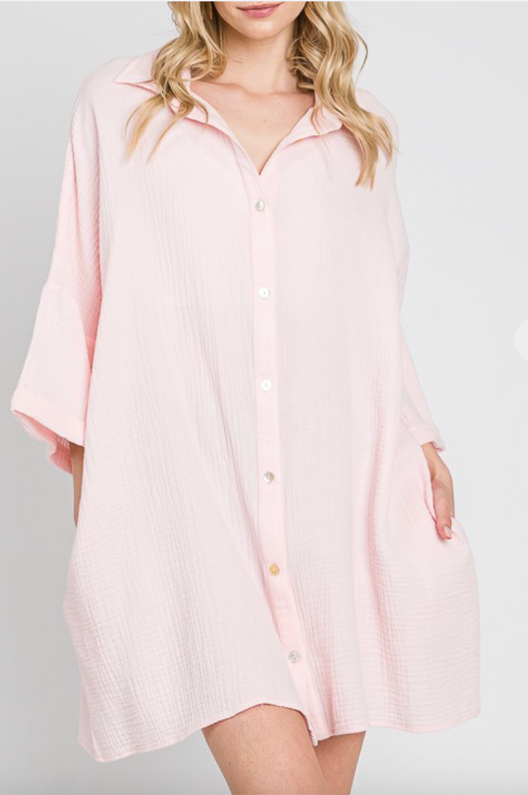 Cabana Shirt Dress Pink - FINAL SALE