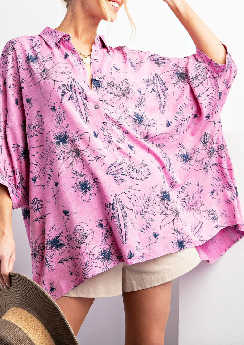 Hawaiian Vibes Oversized Top