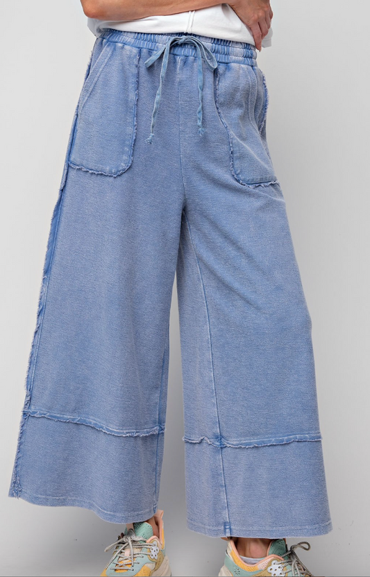 Beachcomber Terry Knit Palazzo Pants - Blue Lagoon