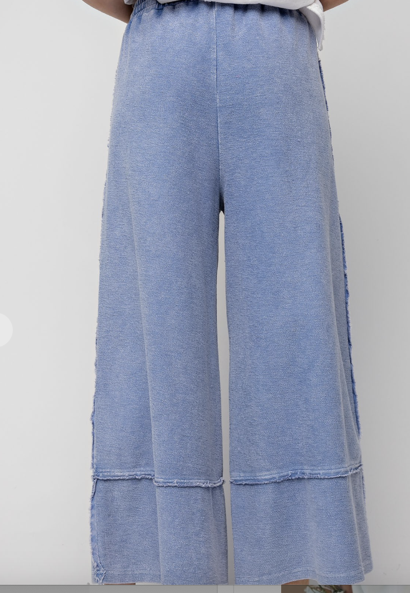 Beachcomber Terry Knit Palazzo Pants - Blue Lagoon