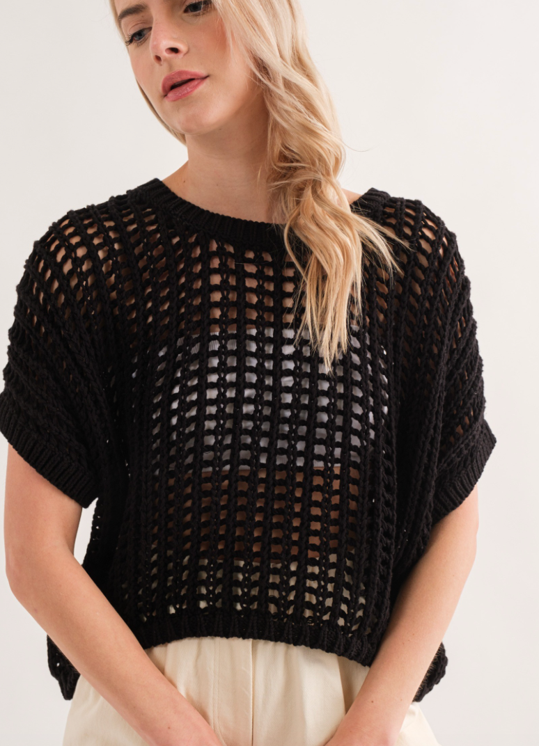 Trade Winds Fishnet Sweater - Black