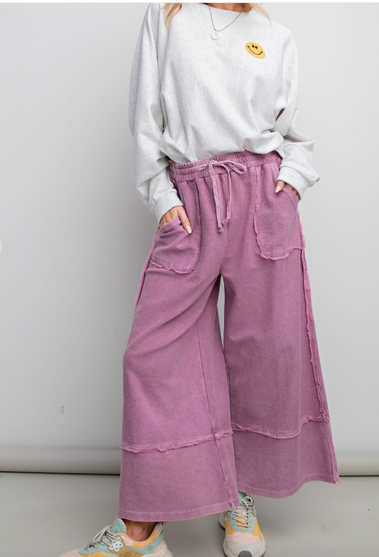 Beachcomber Terry Knit Palazzo Pants - Wild Berry