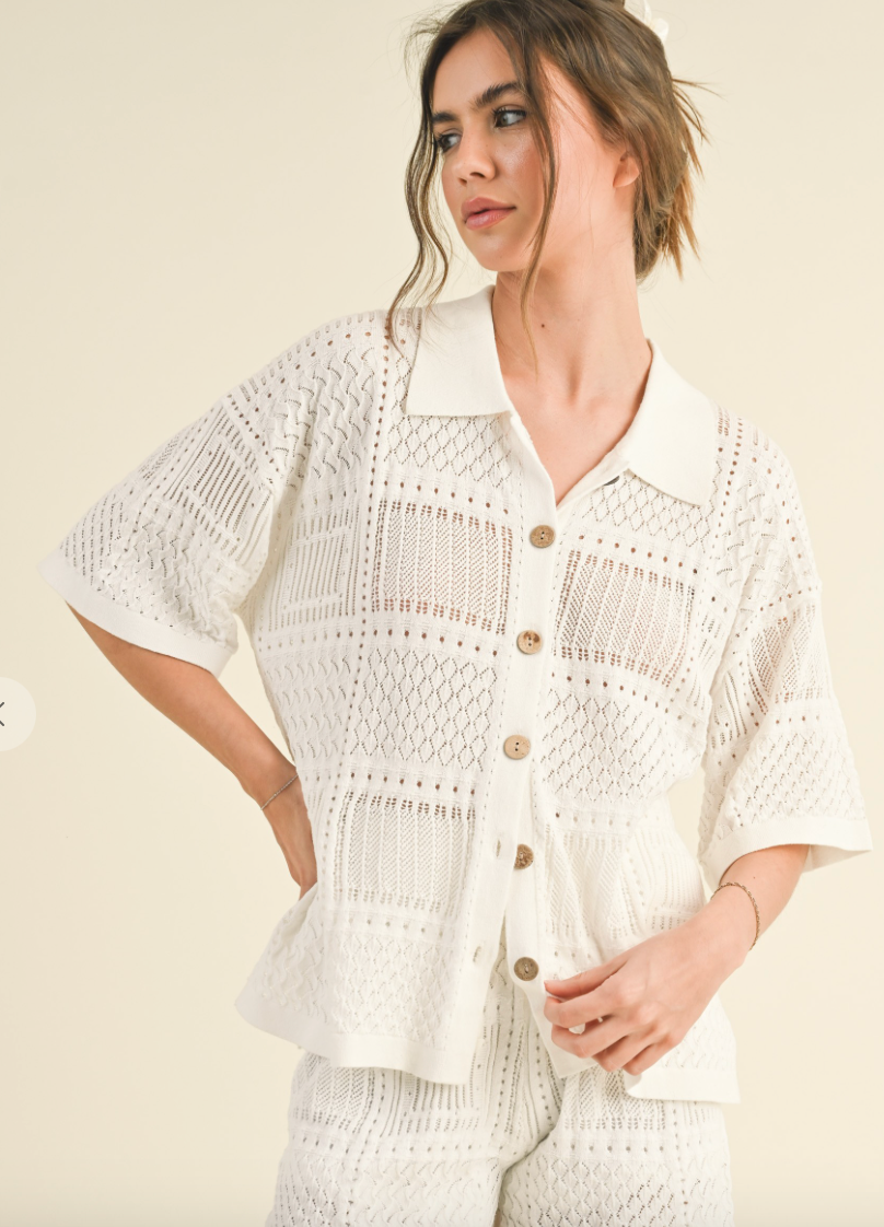 Paradise Knit Button Down Top