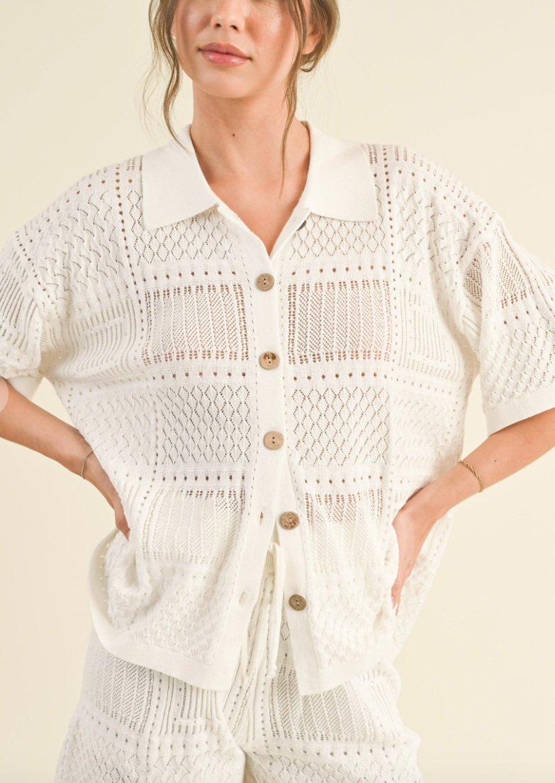 Paradise Knit Button Down Top