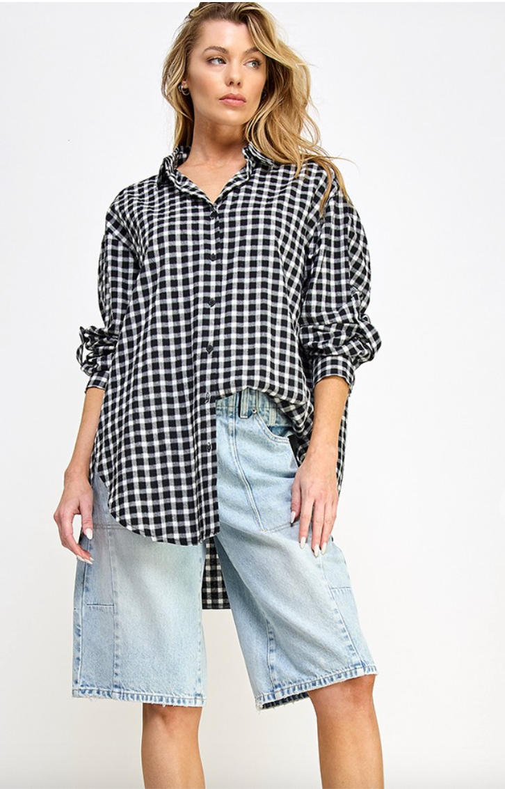 Check Me Out Oversized Button Down Shirt