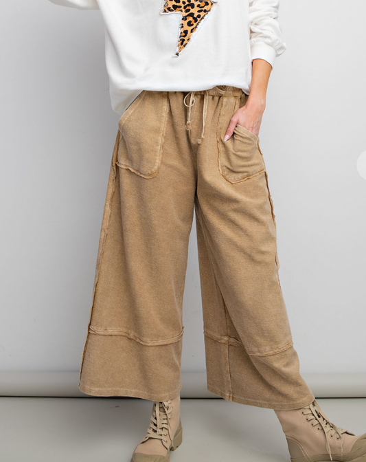 Beachcomber Terry Knit Palazzo Pants - Toffee