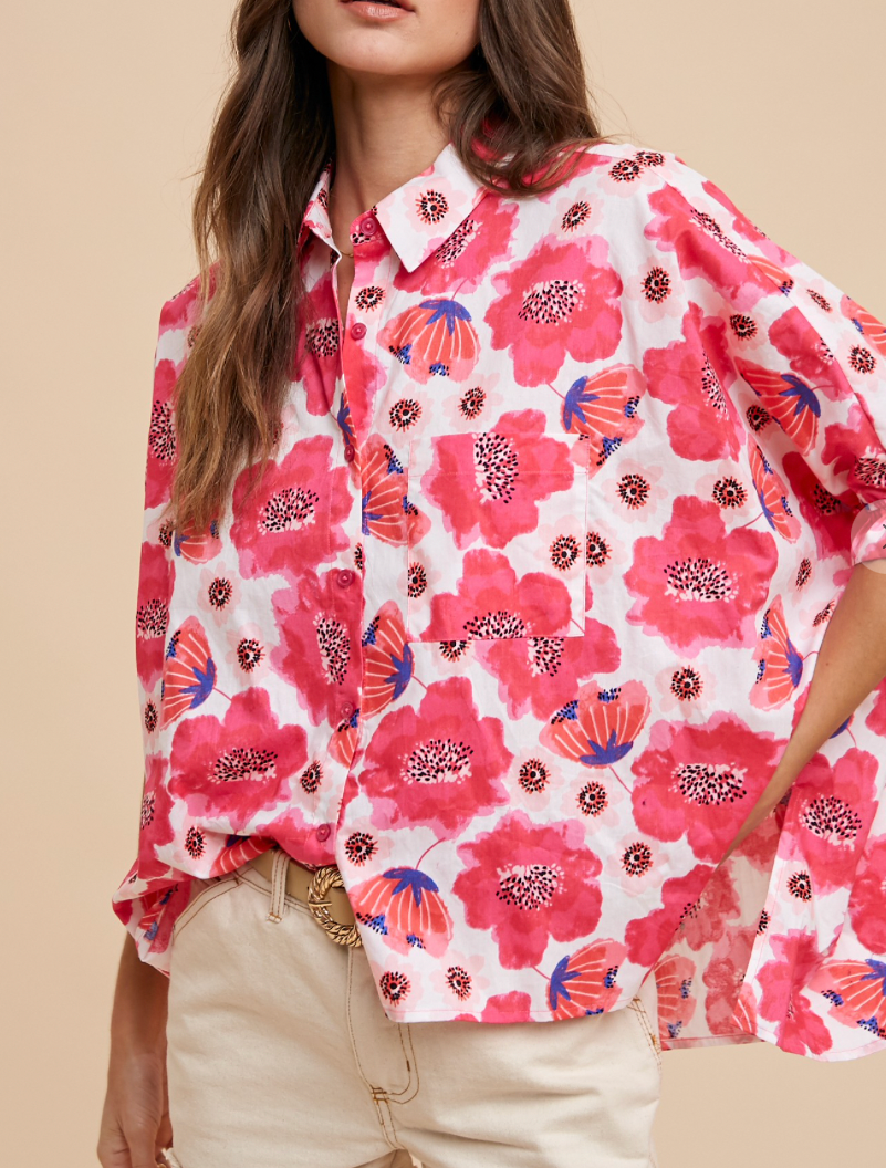 Camellia Floral Button Down Shirt